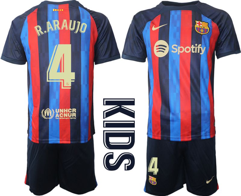 Youth 2022-2023 Club Barcelona home blue 4 Soccer Jersey